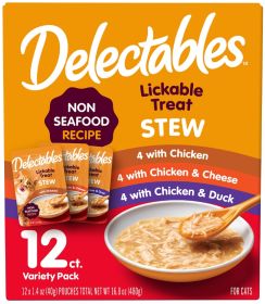 12 count Hartz Delecatbles Stew Lickable Treat for Cats Variety Pack