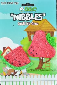 2 count AE Cage Company Nibbles Strawberry and Watermelon Loofah Chew Toys