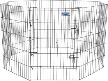 36" tall - 1 count Petmate Exercise Pen Single Door with Snap Hook Design and Ground Stakes for Dogs Black