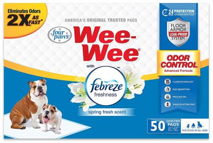 50 count Four Paws Wee Wee Odor Control Pads with Fabreze Freshness