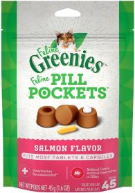 45 count Greenies Feline Pill Pockets Cat Treats Salmon Flavor