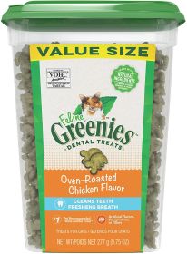 9.75 oz Greenies Feline Natural Dental Treats Oven Roasted Chicken Flavor