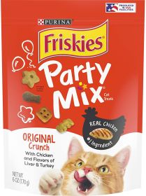 6 oz Friskies Party Mix Original Crunch with Chicken, ad Flavors of Liver and Turkey Cat Treats