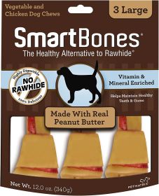 3 count SmartBones Rawhide Free Peanut Butter Bones Large