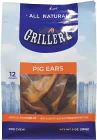 12 count Grillerz All Natural Pig Ears Dog Chew Treats