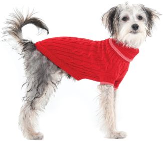 X-Large - 1 count Fashion Pet Classic Cable Knit Dog Sweaters Red