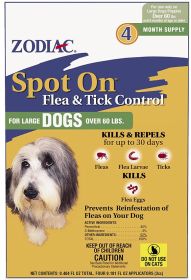 4 count Zodiac Spot On Flea and Tick Control for Large Dogs