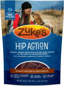 1 lb Zukes Hip Action Treats Peanut Butter and Oats