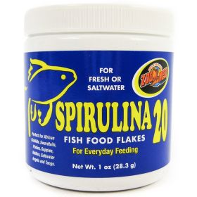 1 oz Zoo Med Spirulina 20 Fish Food Flakes