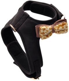 Coastal Pet Accent Microfiber Dog Harness Mod Black with Leopard Bow (size: Medium - 1 count)