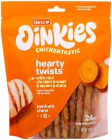 Hartz Oinkies Chickentastic Hearty Twists for Dogs (size: 24 count)