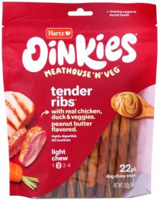 Hartz Oinkies Meathouse n Veg Tender Rib Treats for Dogs (size: 22 count)