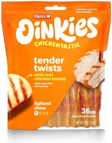 Hartz Oinkies Chickentastic Tender Twists for Dogs (size: 36 count)