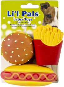 Lil Pals Lil Pals Latex Hamburger, Fries, and Hotdog Dog Toys (size: 3 count)