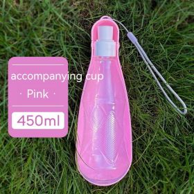 Pet Water Cup Outdoor Portable Folding Dog Water Bottle 550ml Large Capacity Medium To Large Dog Drinking Bottle (Option: Pink 450ml)