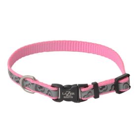 Coastal Pet Lazer Brite Reflective Adjustable Dog Collar Pink Hearts (size: 8-12"L x 3/8"W)