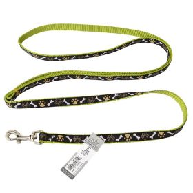 Coastal Pet Attire Ribbon Nylon Dog Leash Brown Paws and Bones (size: 6 feet x 5/8"W)