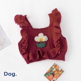 Dog Clothes Short Knitted Sweater Pet (Option: AD Rose Red-S)