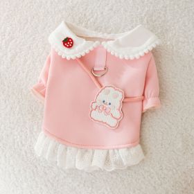 Dog Carrot Rabbit Lapel Sweater Thin Clothes (Option: Pink Rabbit-S)