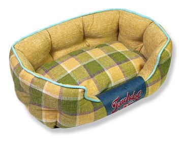 Touchdog 'Archi-Checked' Designer Plaid Oval Dog Bed (Color: Yellow)