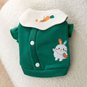 Dog Carrot Rabbit Lapel Sweater Thin Clothes (Option: Green Bunny-M)