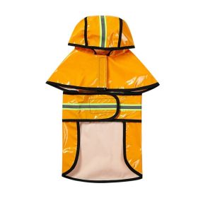 Dog Raincoat Waterproof PU Leather Back Reflective Stripe Poncho (Option: Yellow-XL)