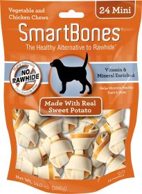 SmartBones Rawhide Free Sweet Potato Bones Mini (size: 72 count (3 x 24 ct))