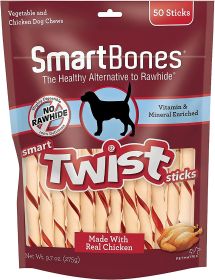 SmartBones Vegetable and Chicken Smart Twist Sticks Rawhide Free Dog Chew (size: 50 count)